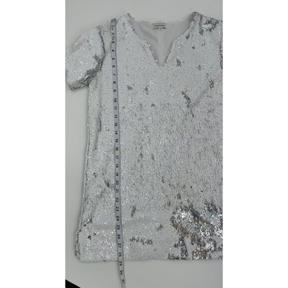 Cavanagh Baker Silver Sequin Short Sleeve V-Neck Mini Dress S - Picture 12 of 14